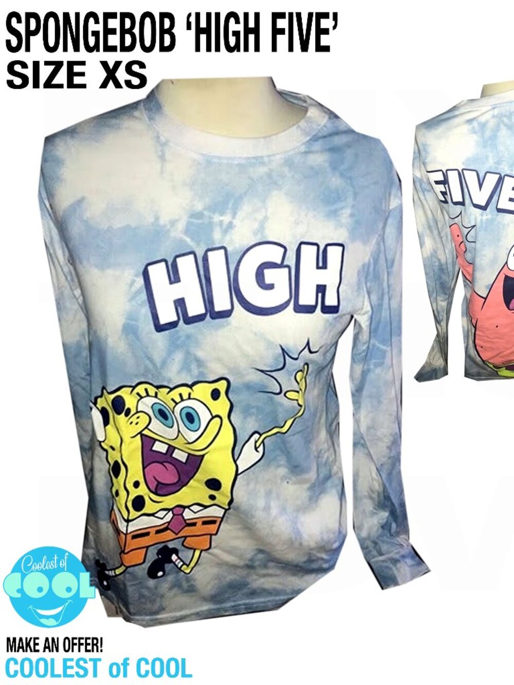 SpongeBob Squarepants shirt XS extra small 2020 nickelodeon Patrick High Five